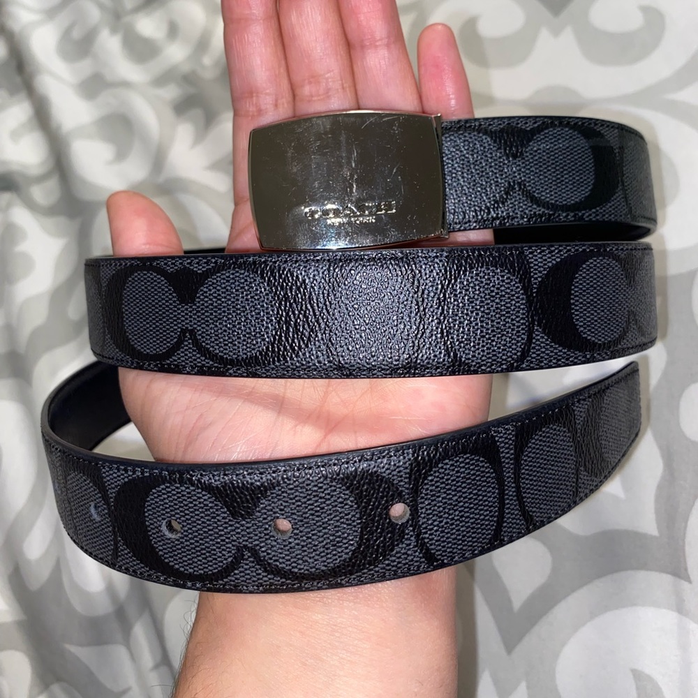 REVERSIBLE COACH Belt, Plaque Buckle Cut To Size Reversible Belt